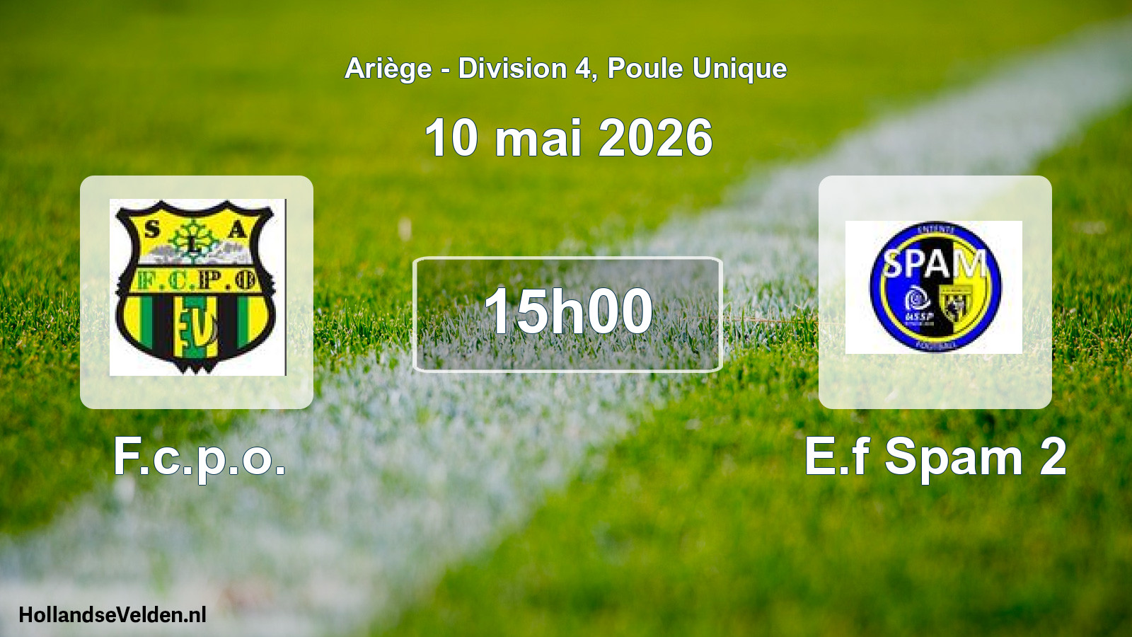 Match programmé: F.c.p.o. - E.f Spam 2 (10 mai 2026)