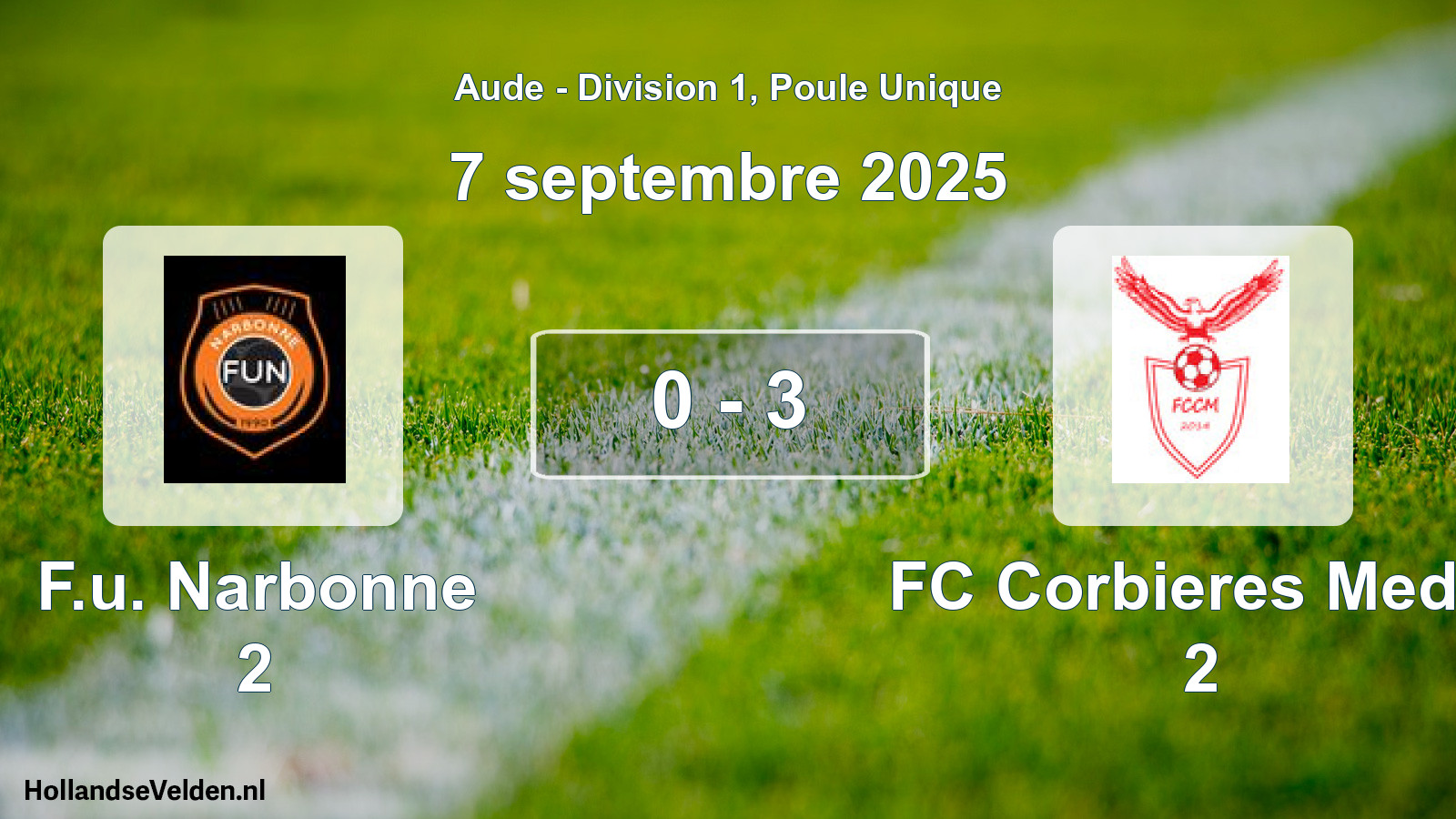 Match joué: F.u. Narbonne 2 - FC Corbieres Medit. 2 0 - 3 (7 septembre 2025)
