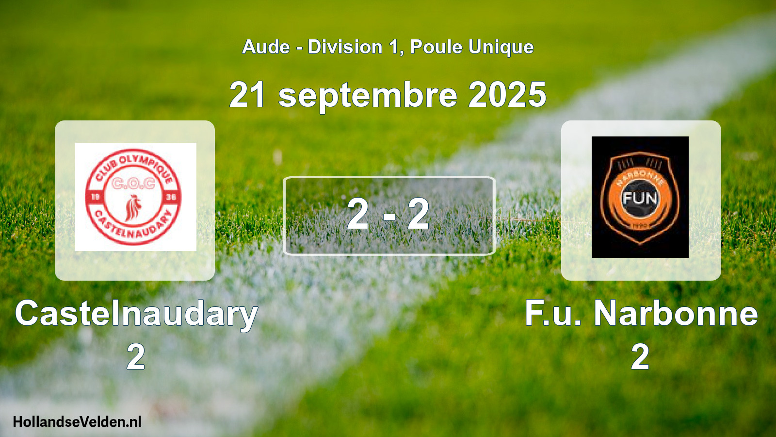 Match joué: Castelnaudary 2 - F.u. Narbonne 2 2 - 2 (21 septembre 2025)