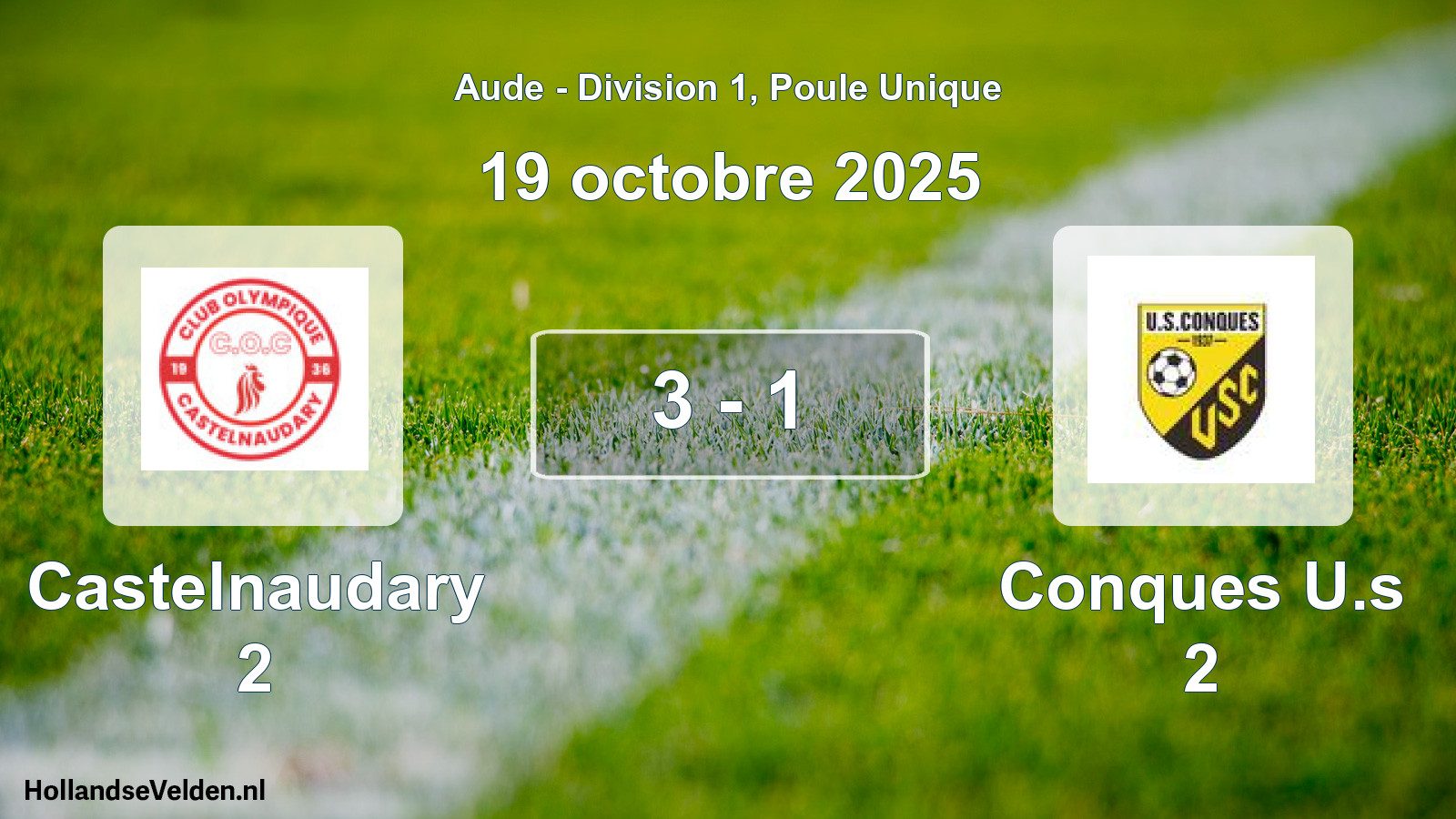 Total number of matches played: Castelnaudary 2 - Conques U.s 2 3 - 1 (19 October 2025)