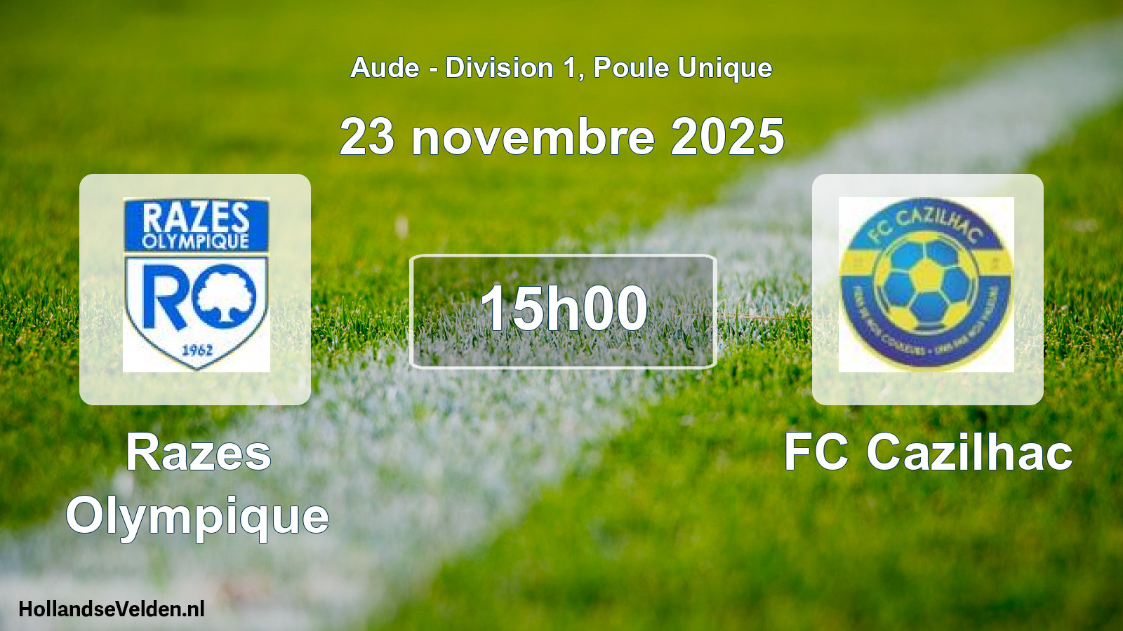 Match programmé: Razes Olympique - FC Cazilhac (23 novembre 2025)