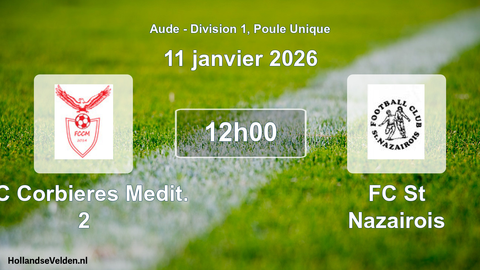 Match programmé: FC Corbieres Medit. 2 - FC St Nazairois (11 janvier 2026)