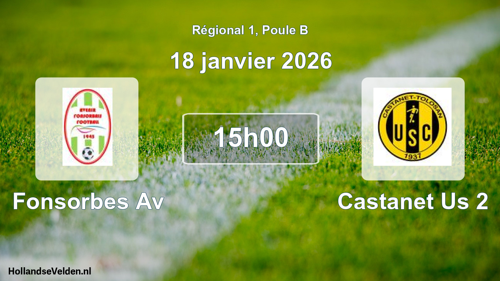 Geplande wedstrijd: Fonsorbes Av - Castanet Us 2 (18 janvier 2026)