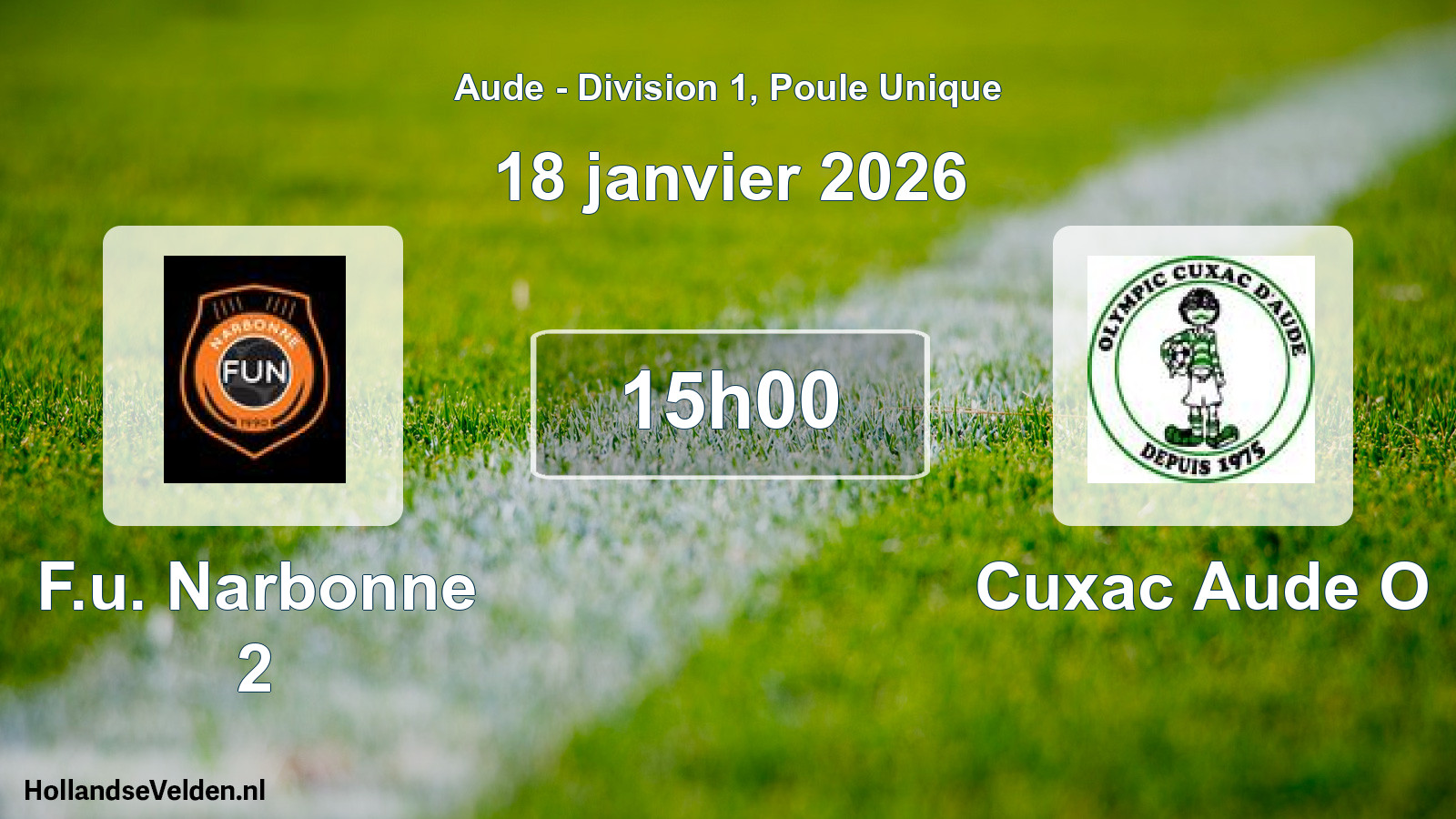 Match programmé: F.u. Narbonne 2 - Cuxac Aude O (18 janvier 2026)
