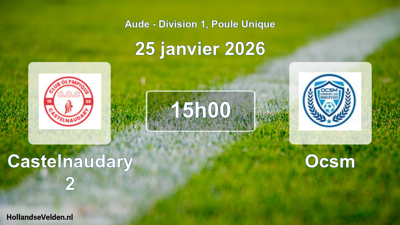 Match programmé: Castelnaudary 2 - Ocsm (25 janvier 2026)