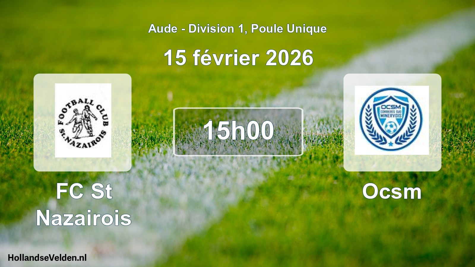 Match programmé: FC St Nazairois - Ocsm (15 février 2026)