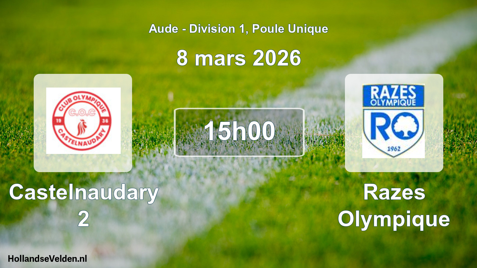 Match programmé: Castelnaudary 2 - Razes Olympique (8 mars 2026)