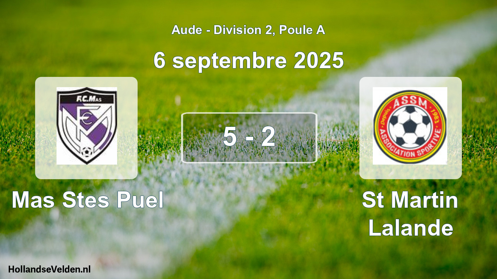 Match joué: Mas Stes Puel - St Martin Lalande 5 - 2 (6 septembre 2025)