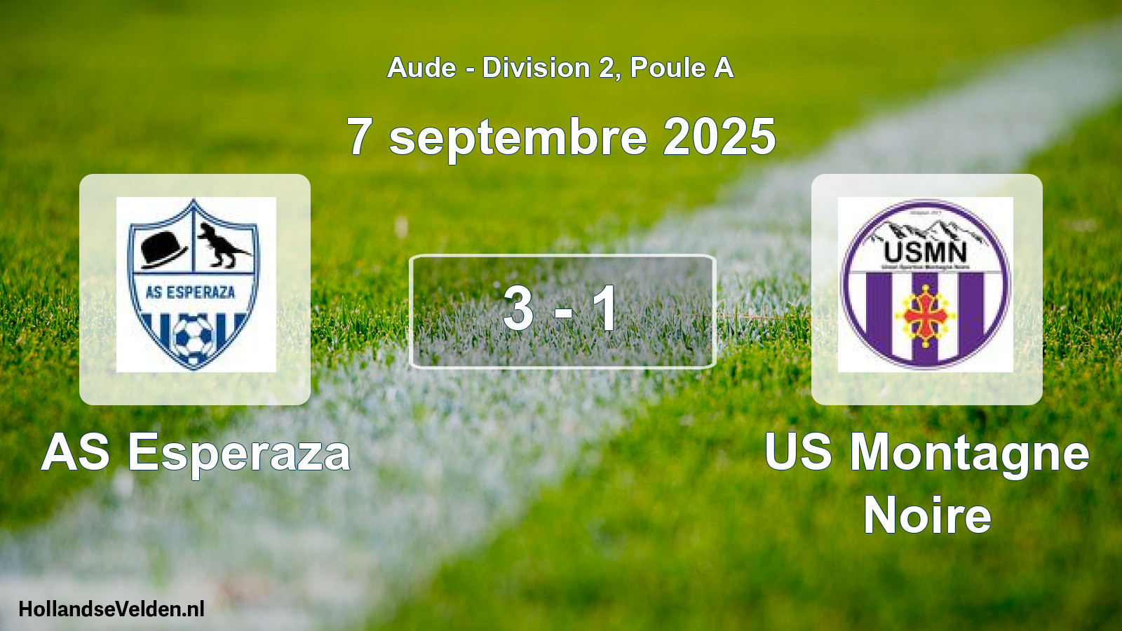 Match joué: AS Esperaza - US Montagne Noire 3 - 1 (7 septembre 2025)