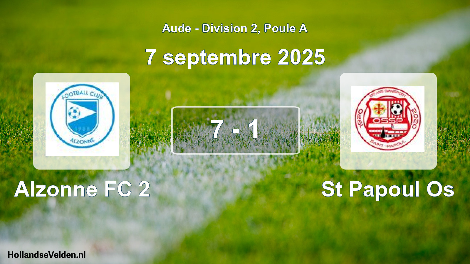 Match joué: Alzonne FC 2 - St Papoul Os 7 - 1 (7 septembre 2025)