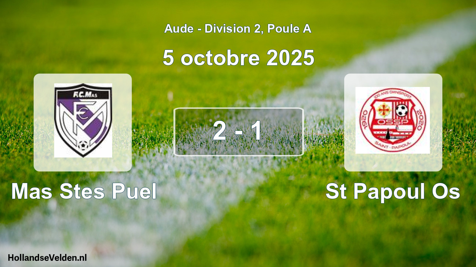 Total number of matches played: Mas Stes Puel - St Papoul Os 2 - 1 (5 October 2025)