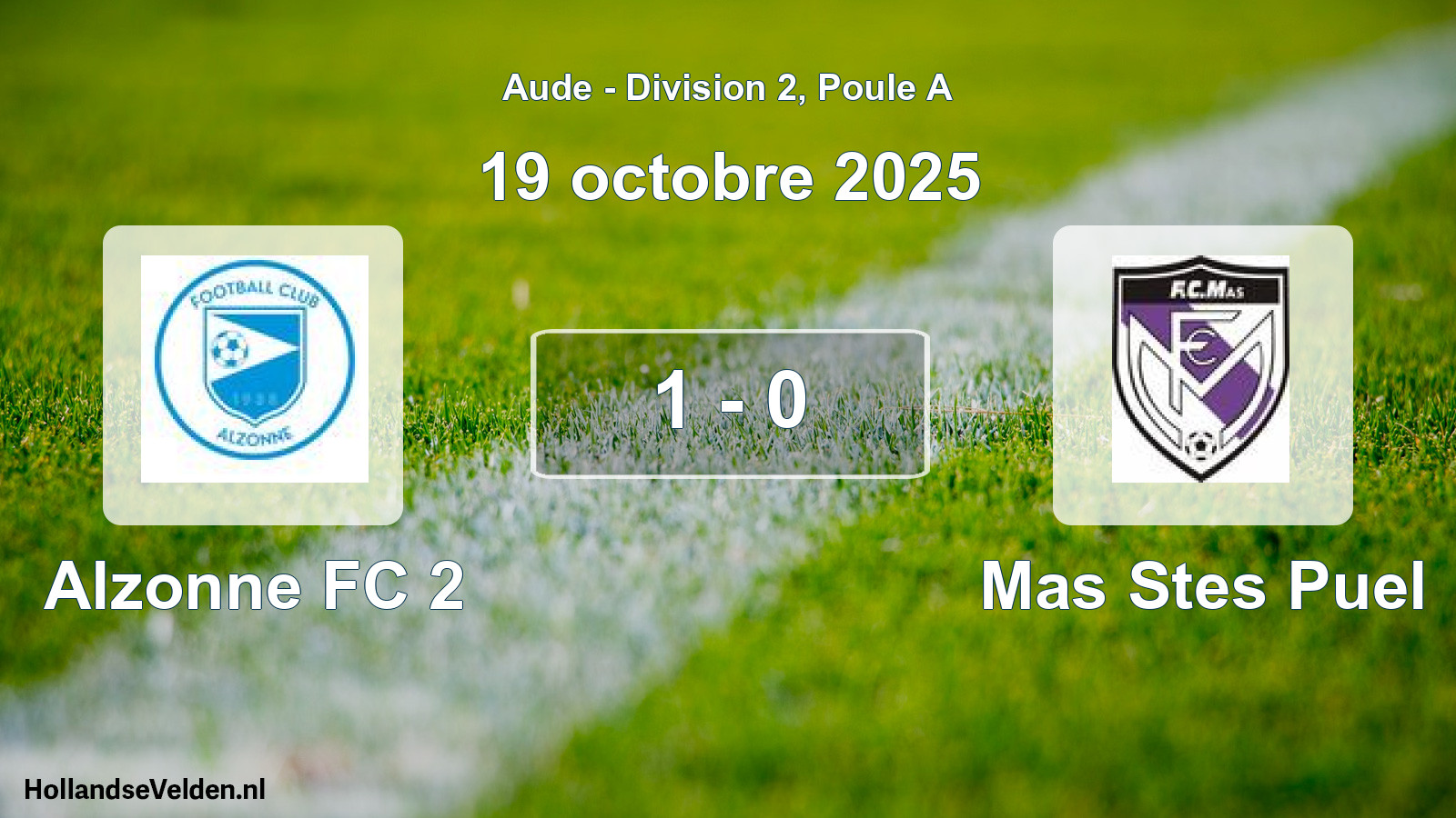 Total number of matches played: Alzonne FC 2 - Mas Stes Puel 1 - 0 (19 October 2025)