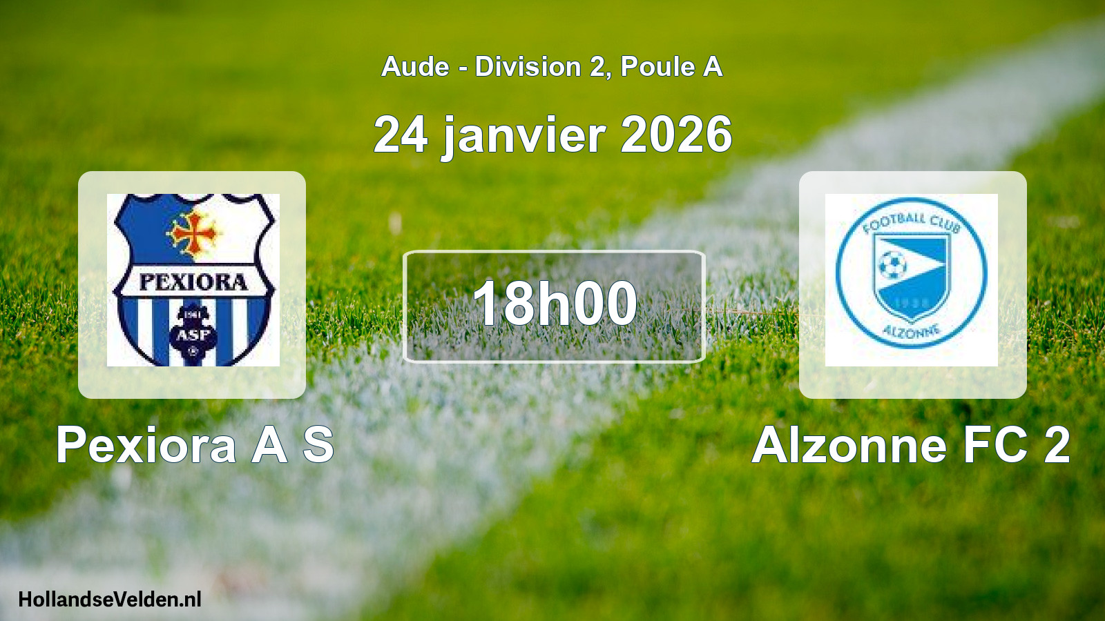 Match programmé: Pexiora A S - Alzonne FC 2 (24 janvier 2026)