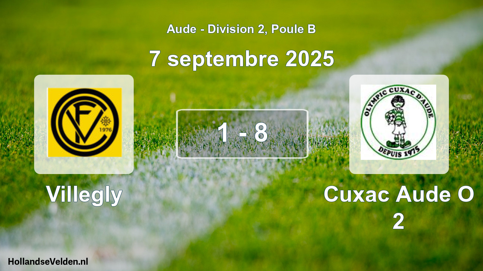 Gespeelde wedstrijd: Villegly - Cuxac Aude O 2 1 - 8 (7 september 2025)