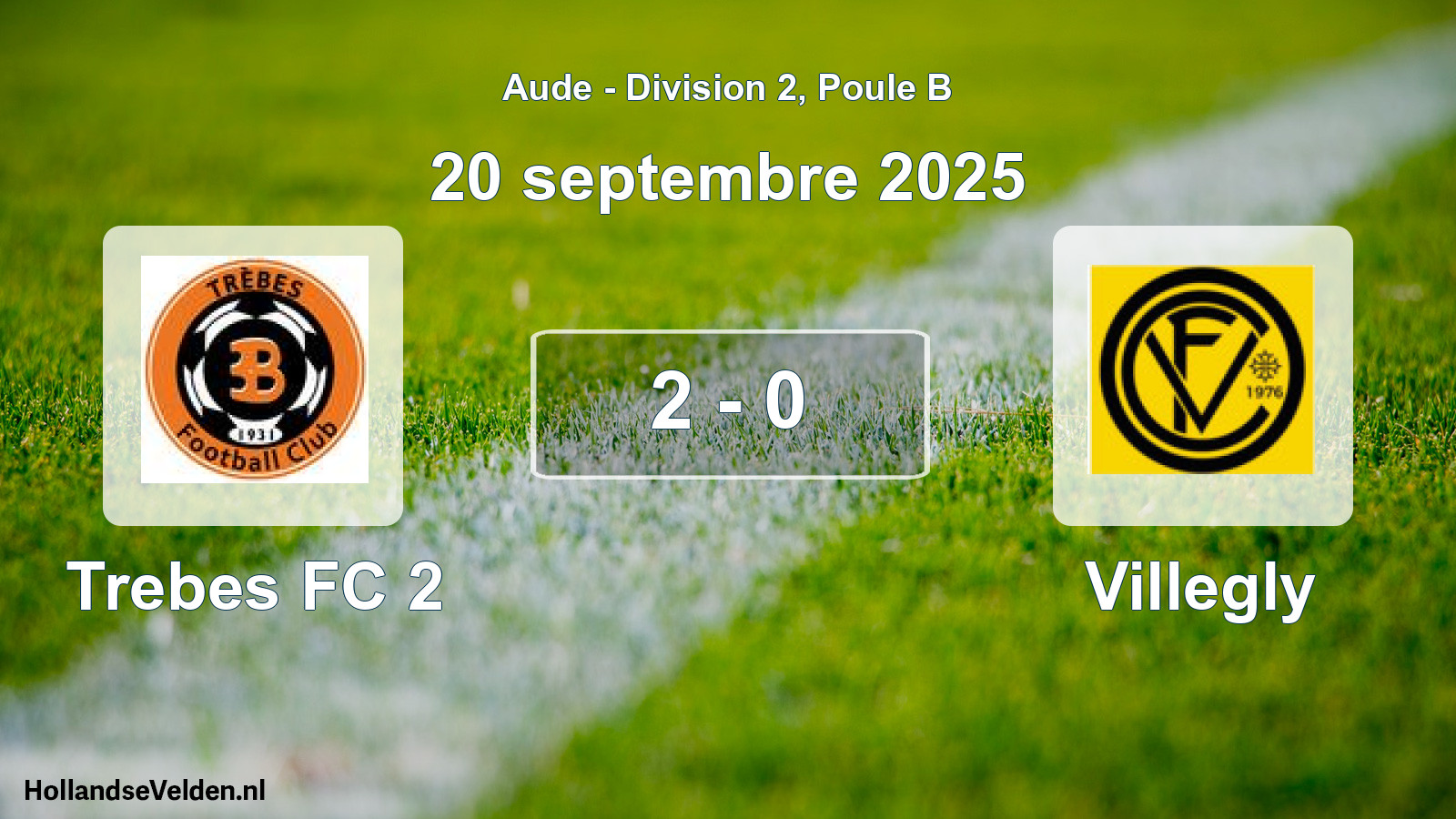 Match joué: Trebes FC 2 - Villegly 2 - 0 (20 septembre 2025)