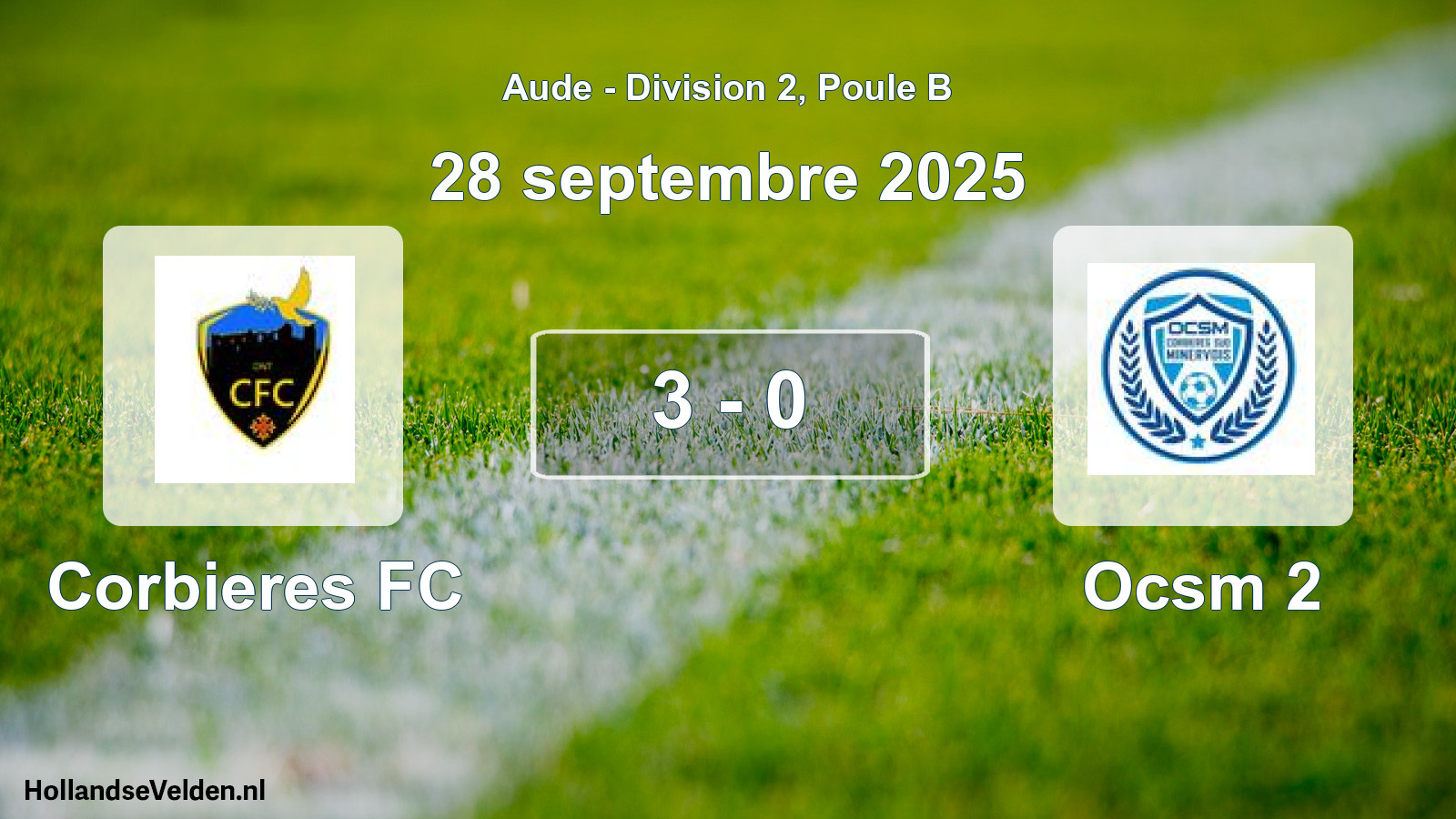 Total number of matches played: Corbieres FC - Ocsm 2 3 - 0 (28 September 2025)