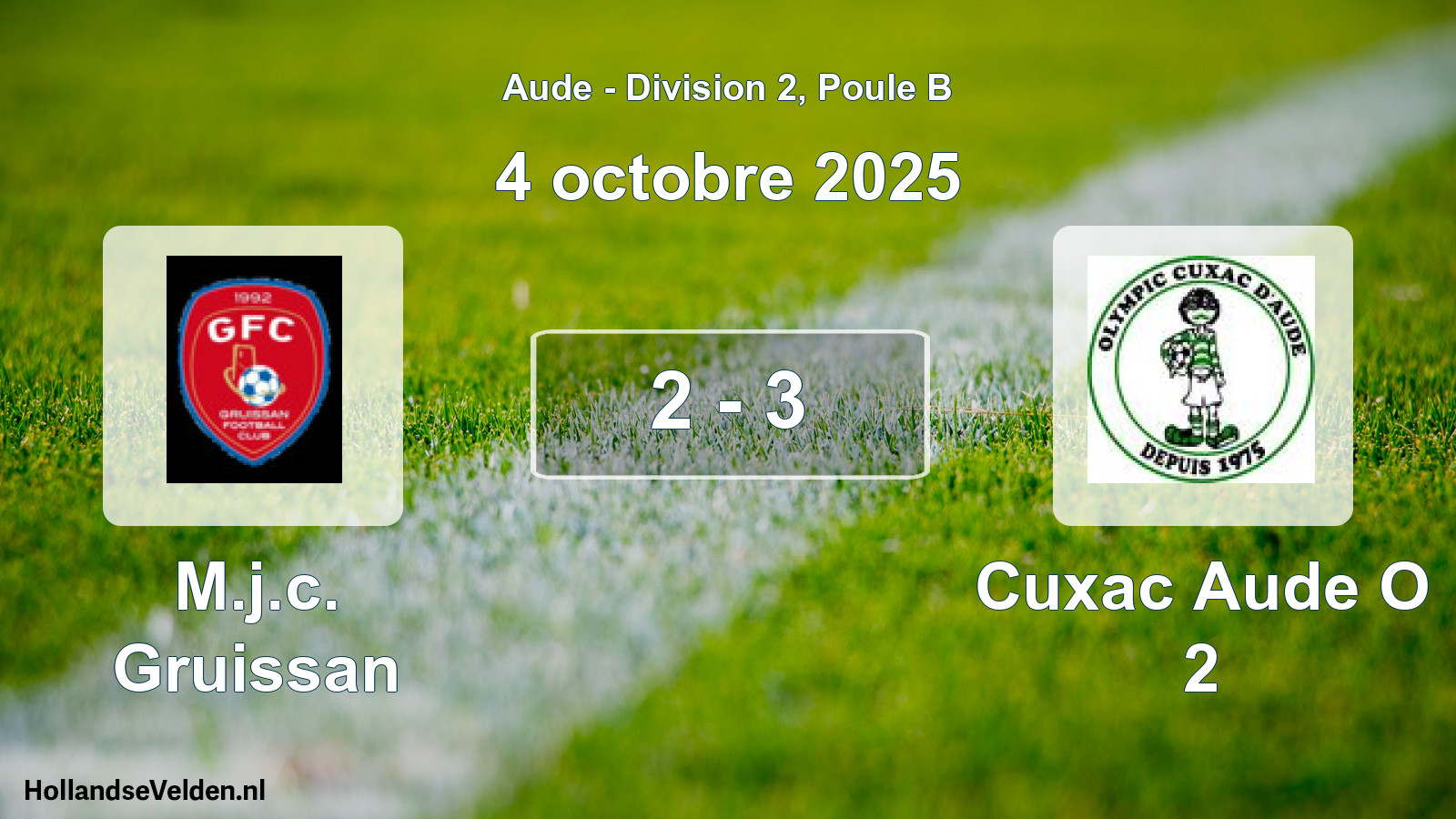 Match joué: M.j.c. Gruissan - Cuxac Aude O 2 2 - 3 (4 octobre 2025)