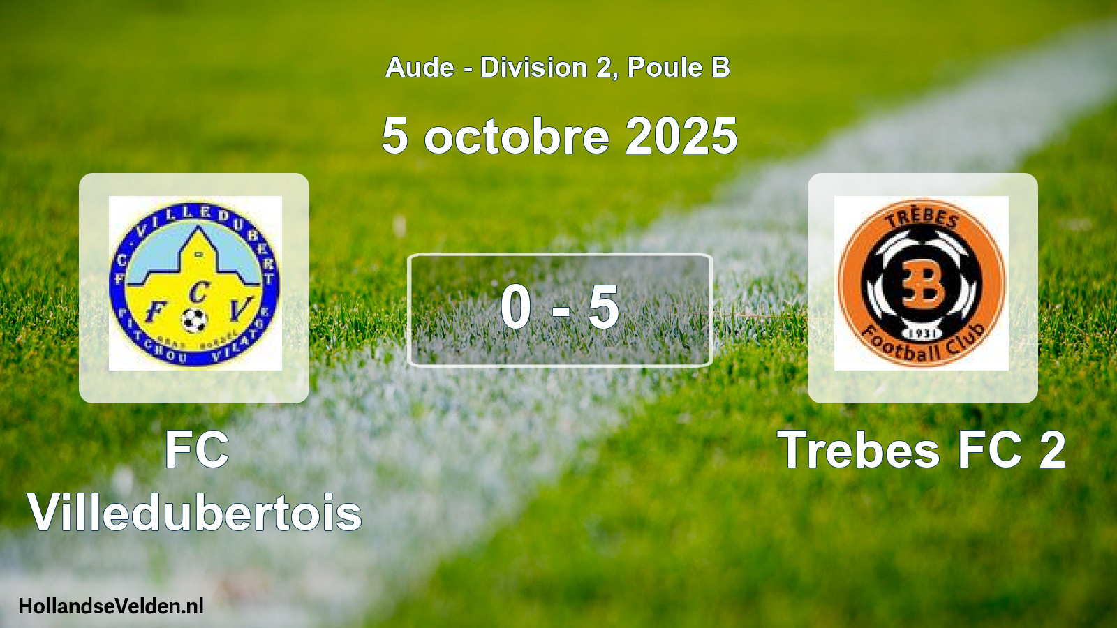 Match joué: FC Villedubertois - Trebes FC 2 0 - 5 (5 octobre 2025)