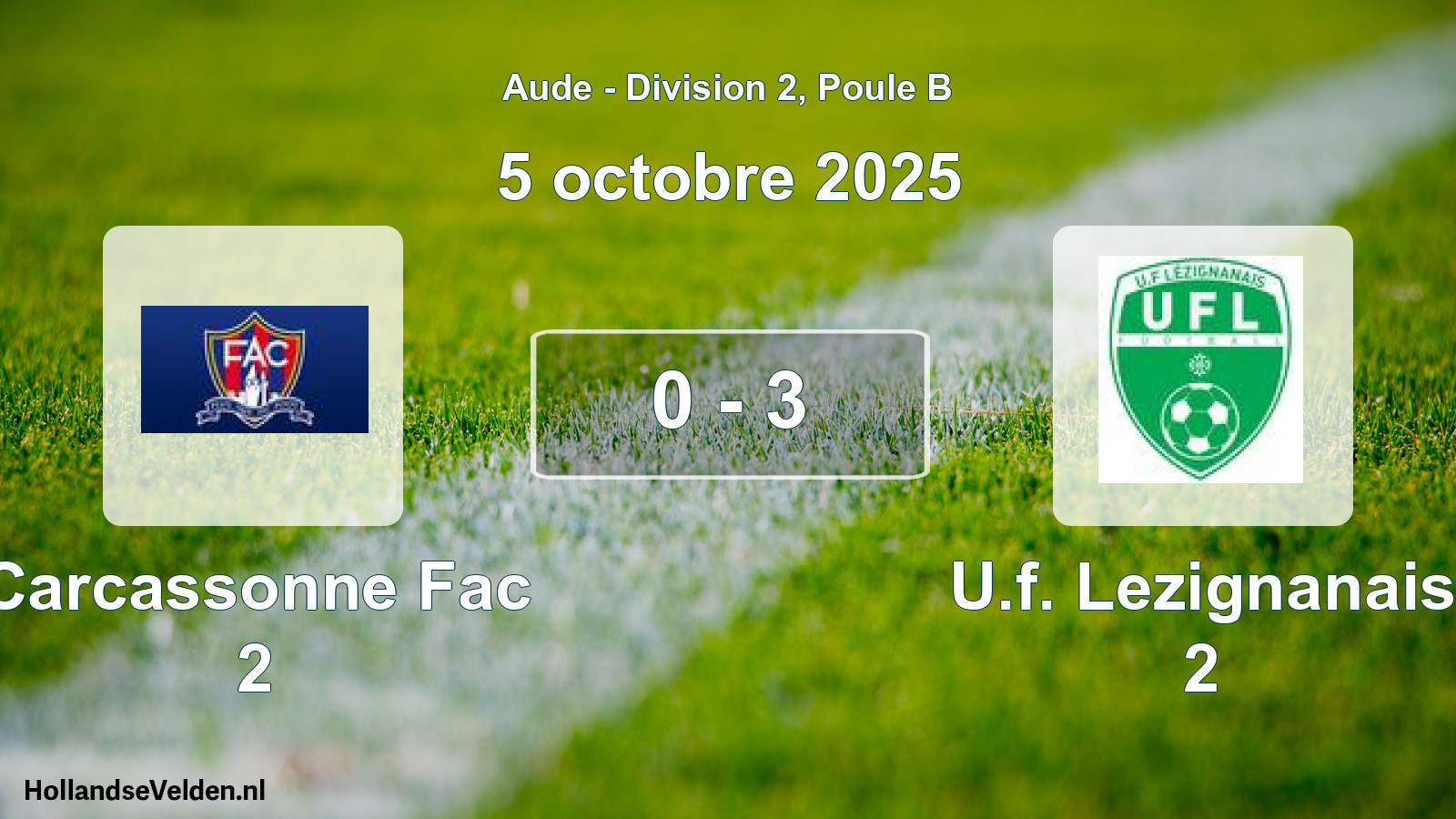Match joué: Carcassonne Fac 2 - U.f. Lezignanais 2 0 - 3 (5 octobre 2025)