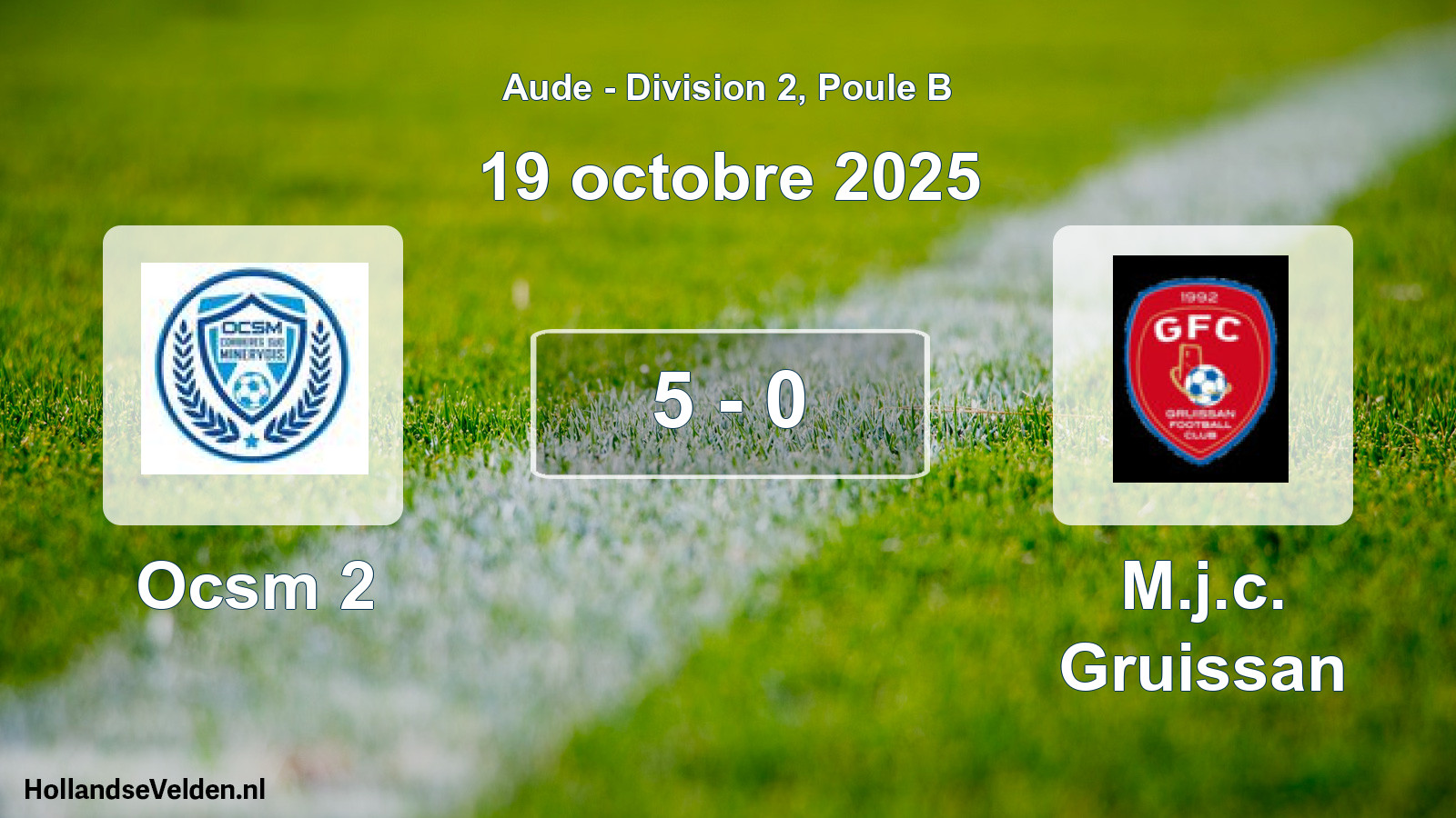 Match joué: Ocsm 2 - M.j.c. Gruissan 5 - 0 (19 octobre 2025)