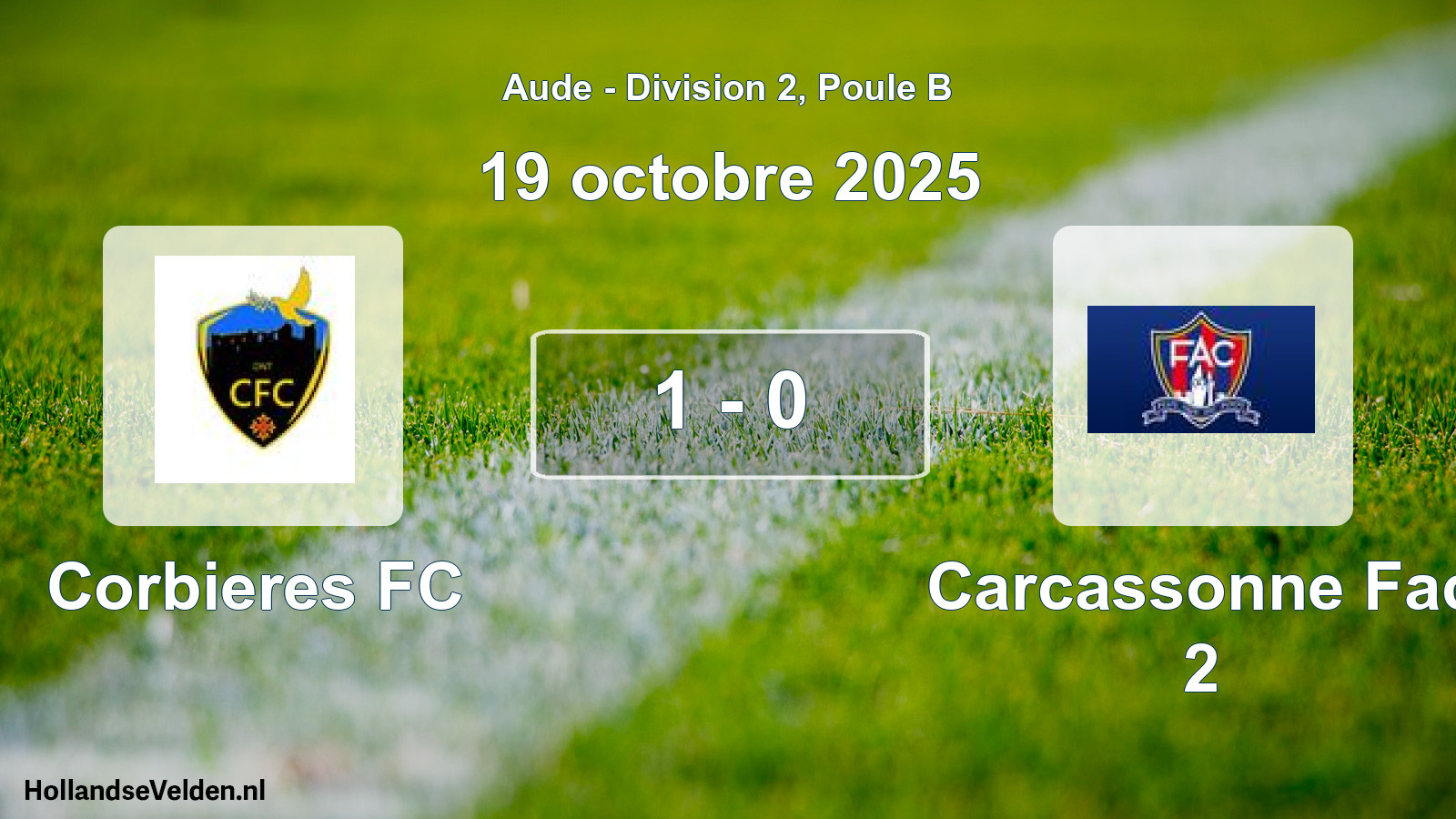 Gespeelde wedstrijd: Corbieres FC - Carcassonne Fac 2 1 - 0 (19 oktober 2025)