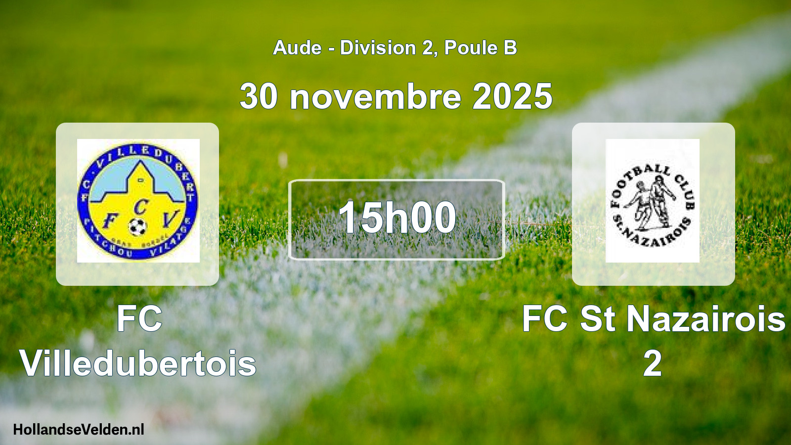 Match programmé: FC Villedubertois - FC St Nazairois 2 (30 novembre 2025)