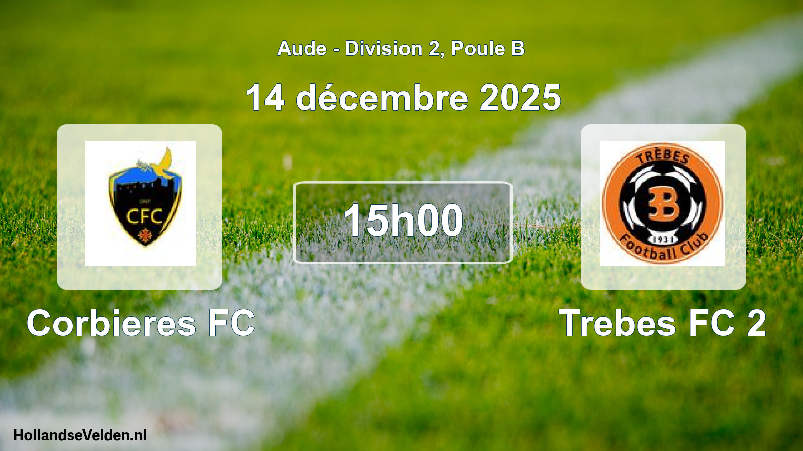 Match programmé: Corbieres FC - Trebes FC 2 (14 décembre 2025)