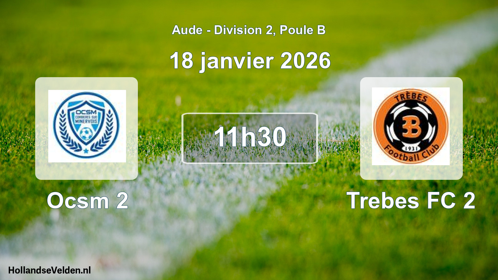 Match programmé: Ocsm 2 - Trebes FC 2 (18 janvier 2026)