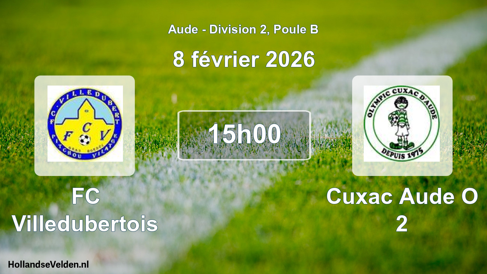 Match programmé: FC Villedubertois - Cuxac Aude O 2 (8 février 2026)