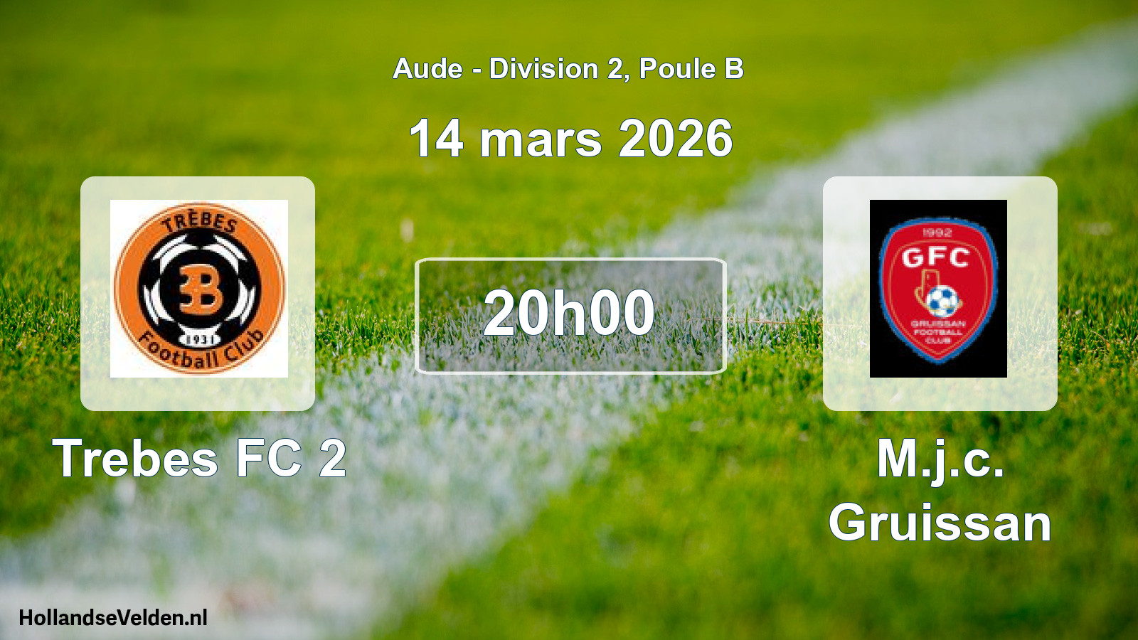Match programmé: Trebes FC 2 - M.j.c. Gruissan (14 mars 2026)