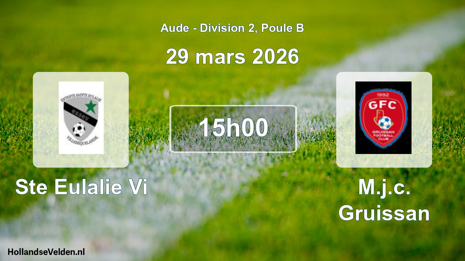Match programmé: Ste Eulalie Vi - M.j.c. Gruissan (29 mars 2026)