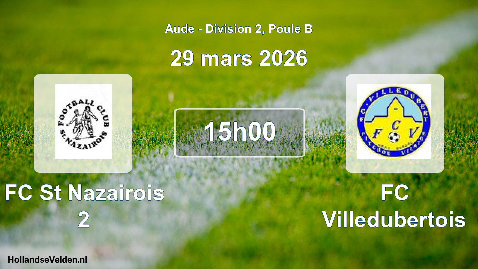 Match programmé: FC St Nazairois 2 - FC Villedubertois (29 mars 2026)