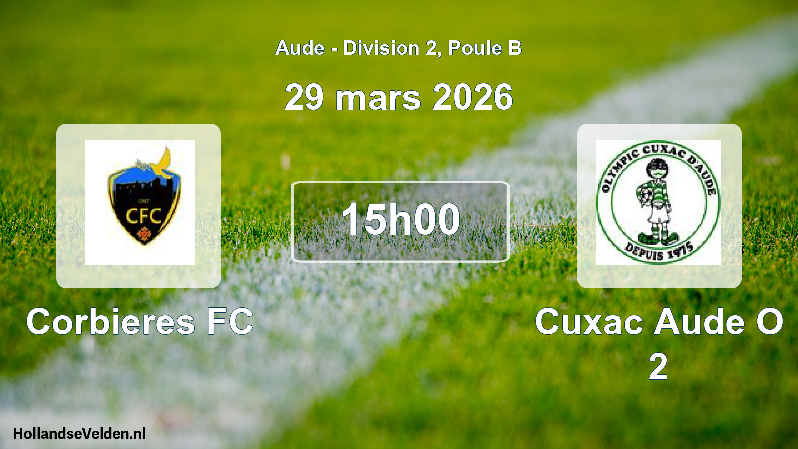 Match programmé: Corbieres FC - Cuxac Aude O 2 (29 mars 2026)