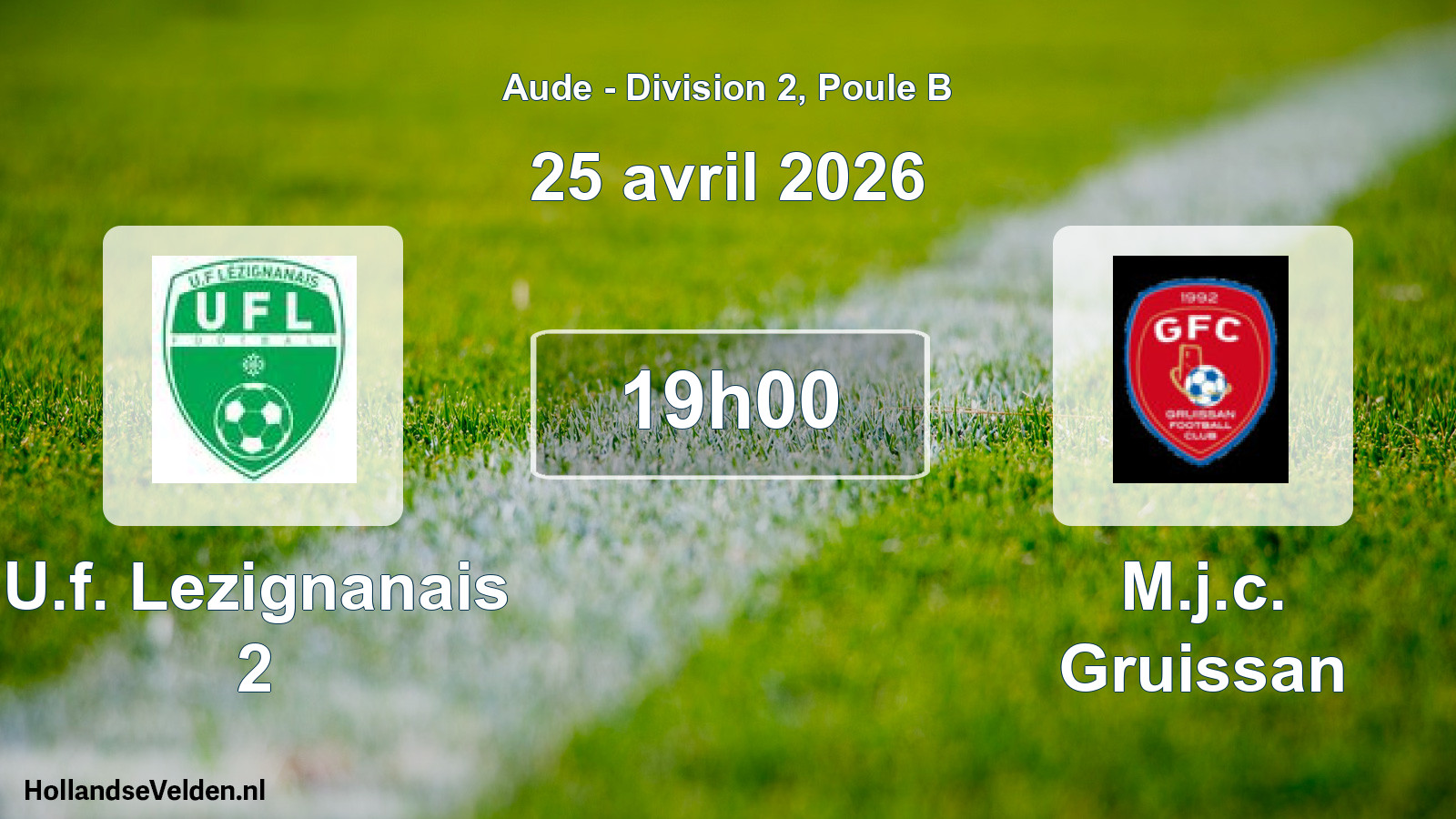 Match programmé: U.f. Lezignanais 2 - M.j.c. Gruissan (25 avril 2026)