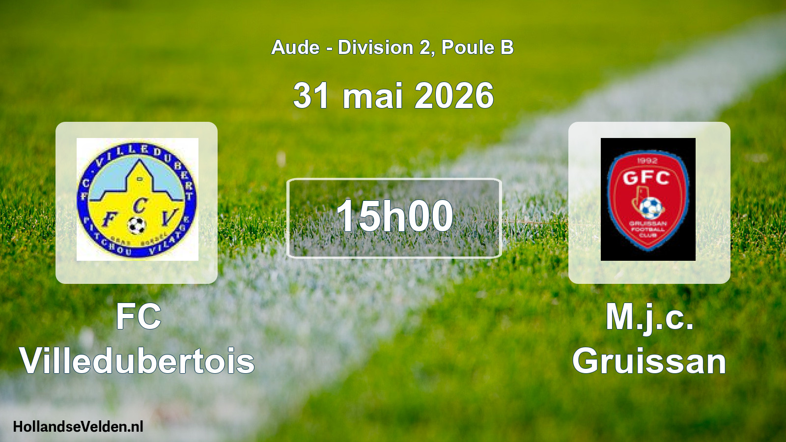 Match programmé: FC Villedubertois - M.j.c. Gruissan (31 mai 2026)
