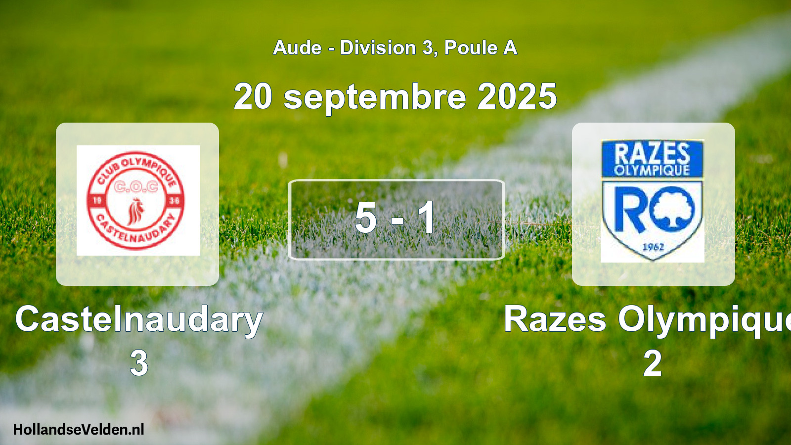 Match joué: Castelnaudary 3 - Razes Olympique 2 5 - 1 (20 septembre 2025)