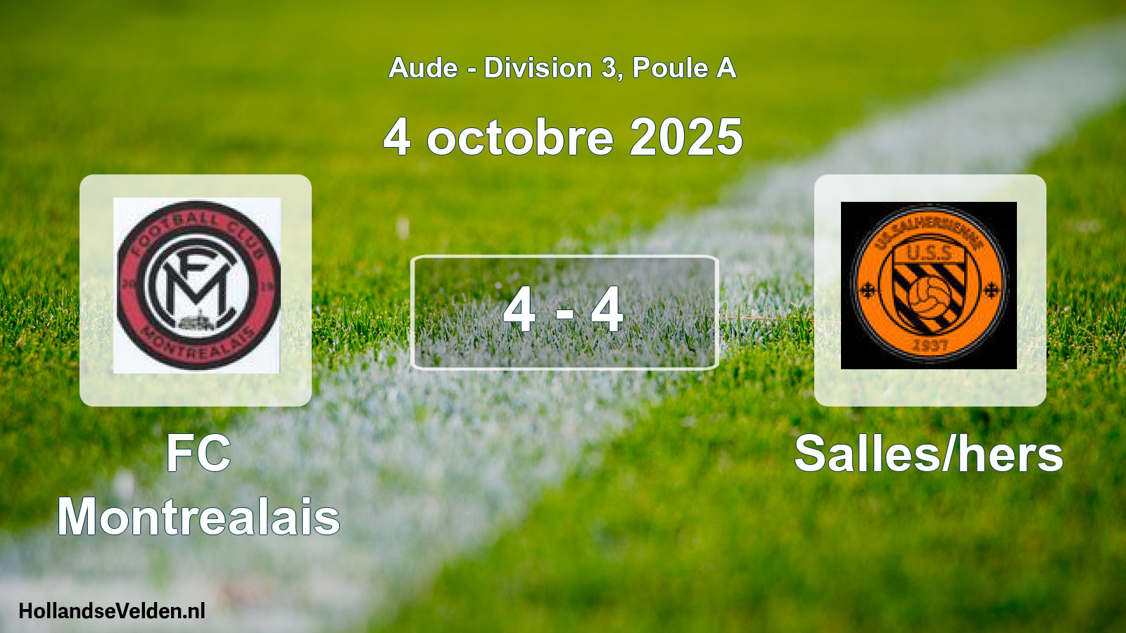 Match joué: FC Montrealais - Salles/hers 4 - 4 (4 octobre 2025)