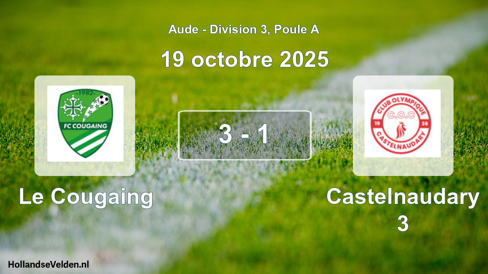 Match joué: Le Cougaing - Castelnaudary 3 3 - 1 (19 octobre 2025)