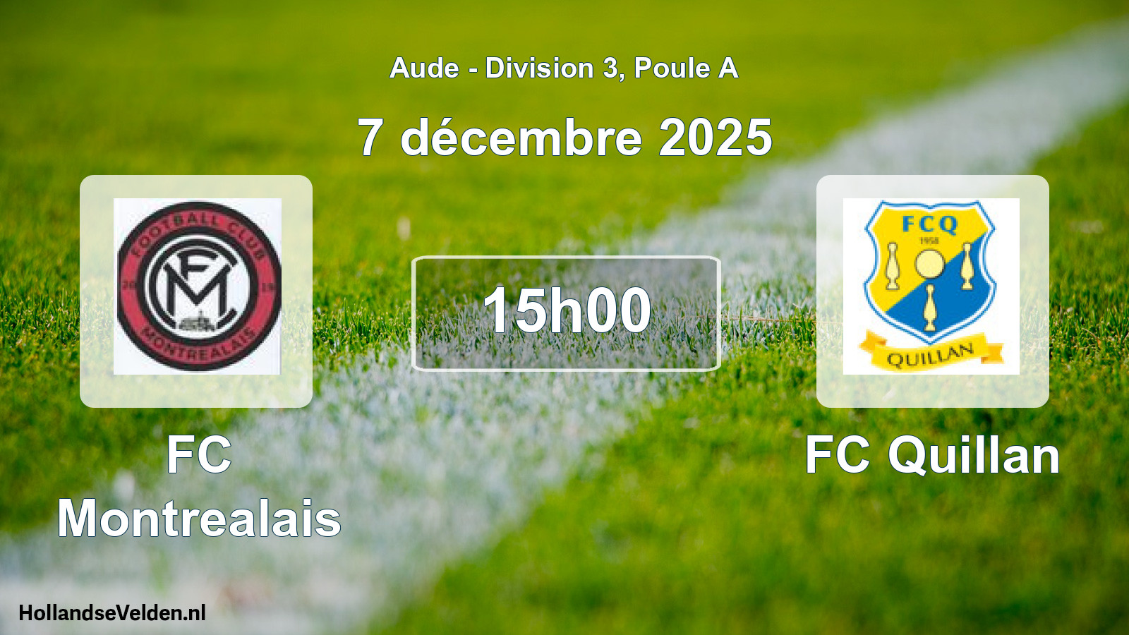 Match programmé: FC Montrealais - FC Quillan (7 décembre 2025)