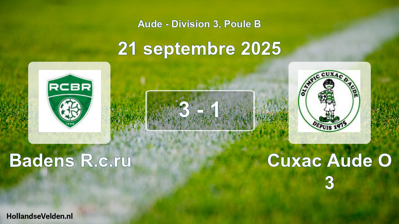 Match joué: Badens R.c.ru - Cuxac Aude O 3 3 - 1 (21 septembre 2025)