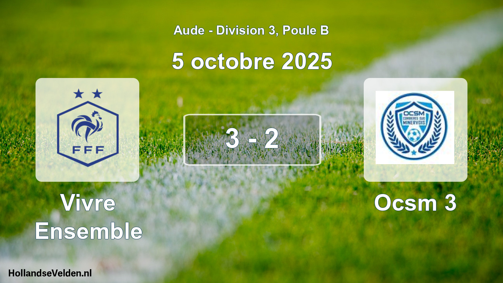 Match joué: Vivre Ensemble - Ocsm 3 3 - 2 (5 octobre 2025)