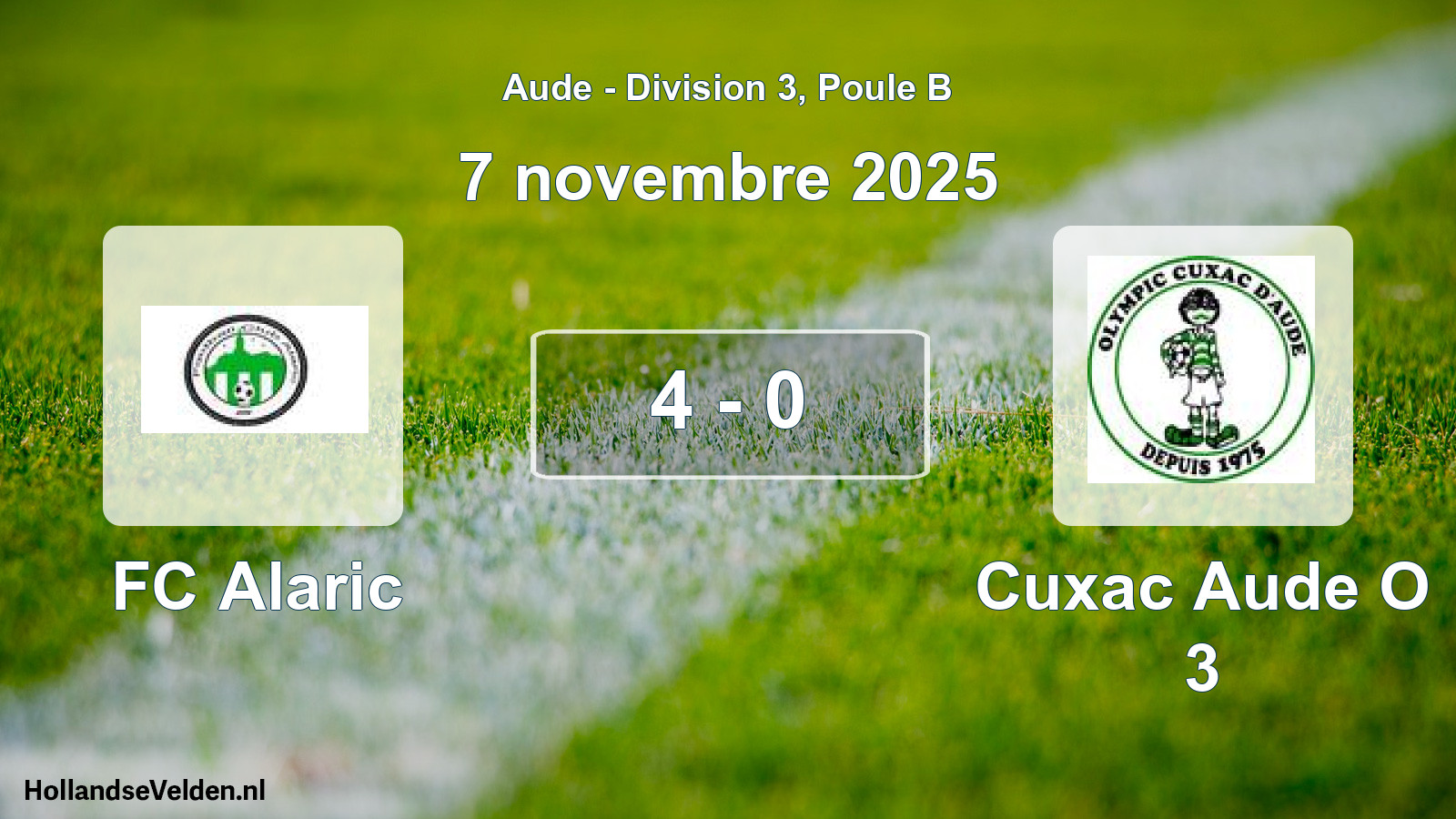 Match joué: FC Alaric - Cuxac Aude O 3 4 - 0 (7 novembre 2025)