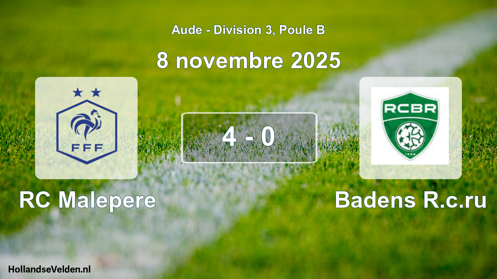 Match joué: RC Malepere - Badens R.c.ru 4 - 0 (8 novembre 2025)