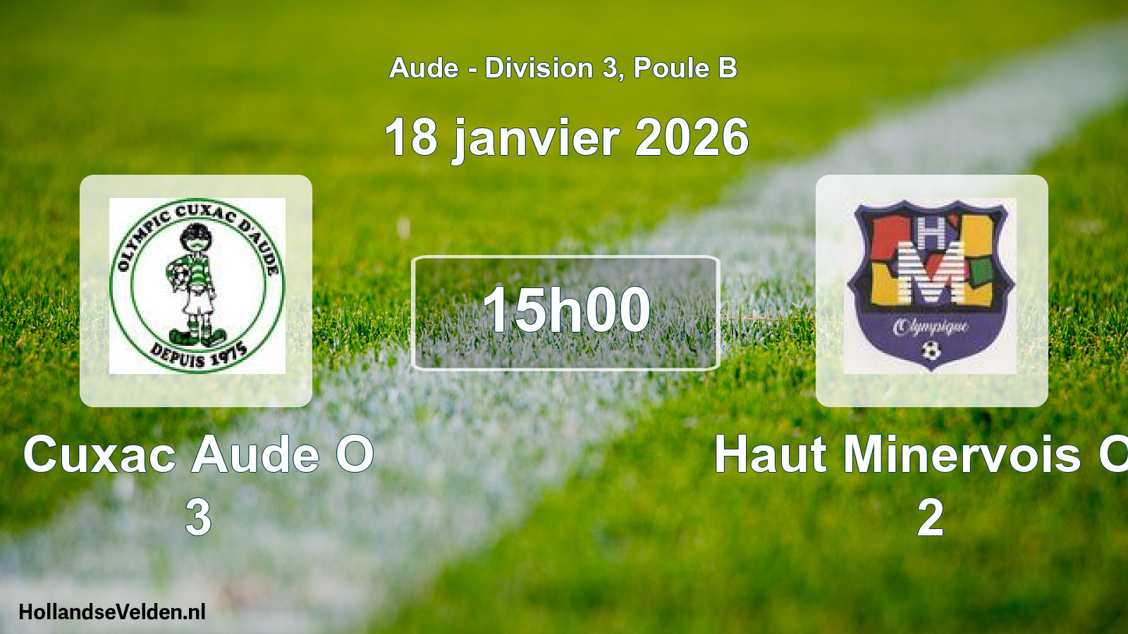 Match programmé: Cuxac Aude O 3 - Haut Minervois Ol 2 (18 janvier 2026)