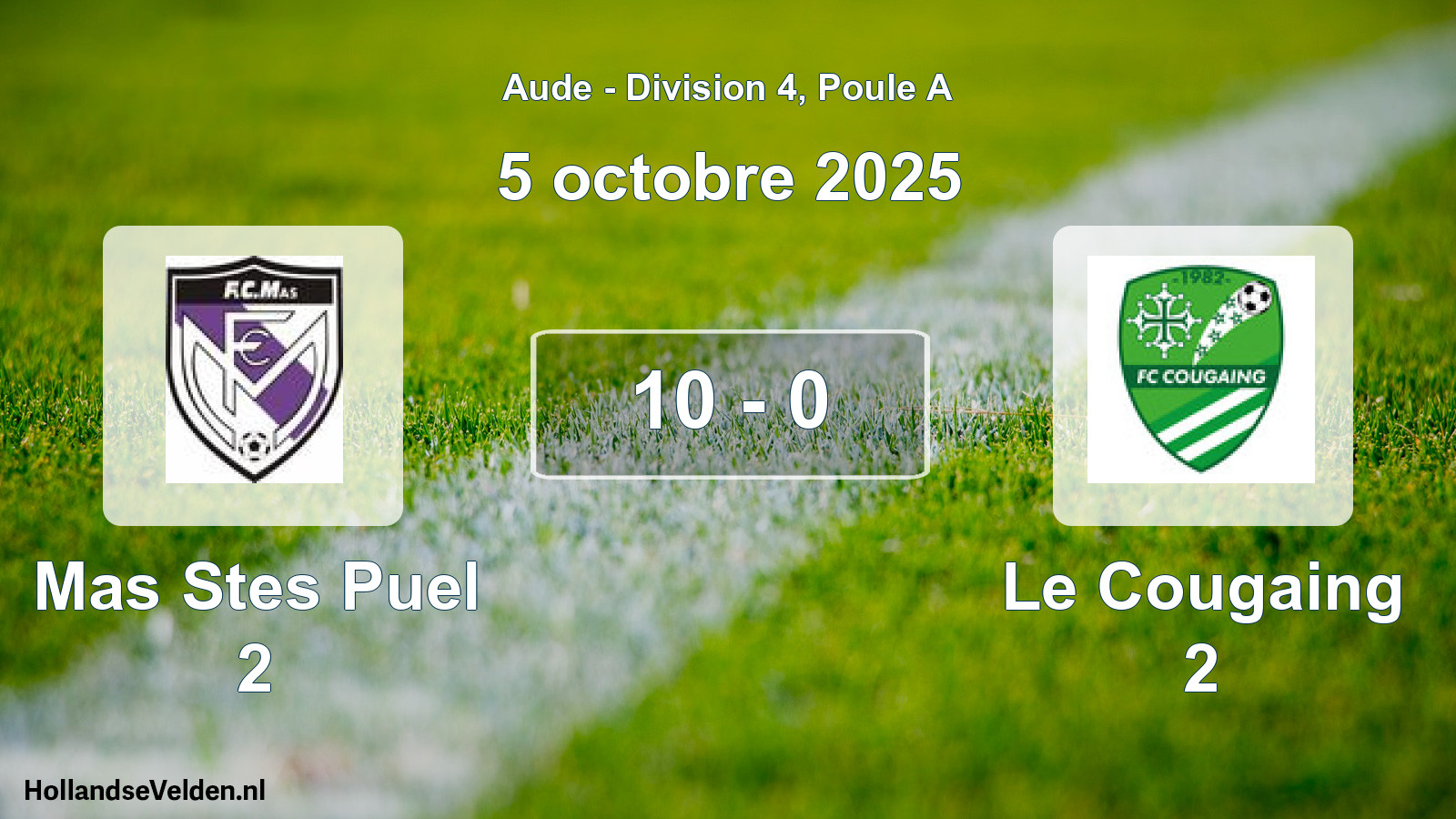 Match joué: Mas Stes Puel 2 - Le Cougaing 2 10 - 0 (5 octobre 2025)