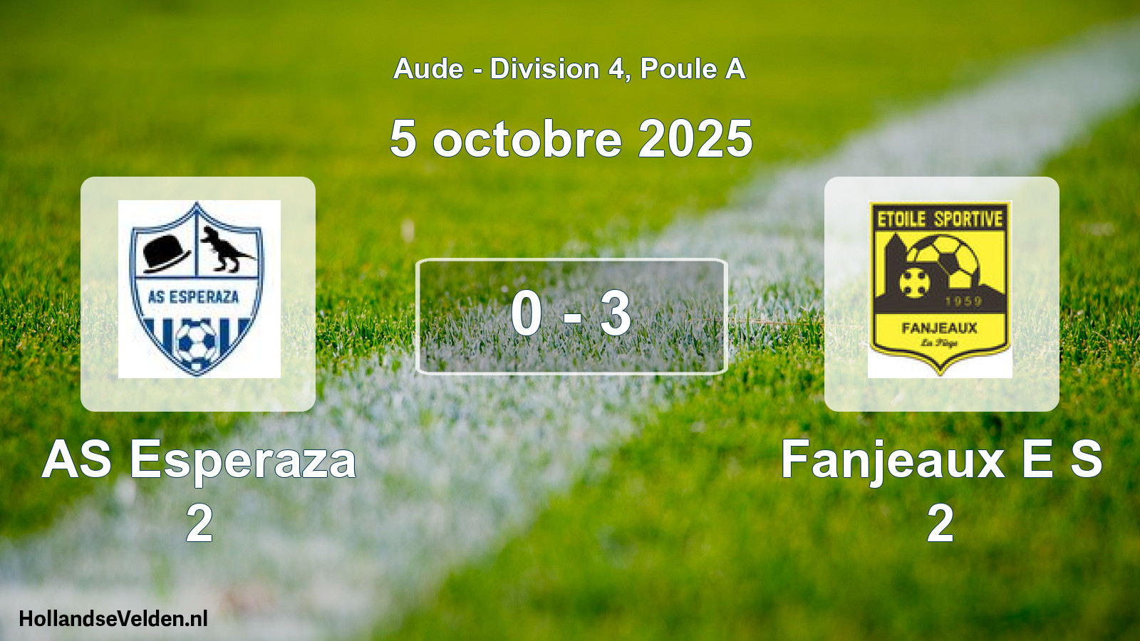 Match joué: AS Esperaza 2 - Fanjeaux E S 2 0 - 3 (5 octobre 2025)