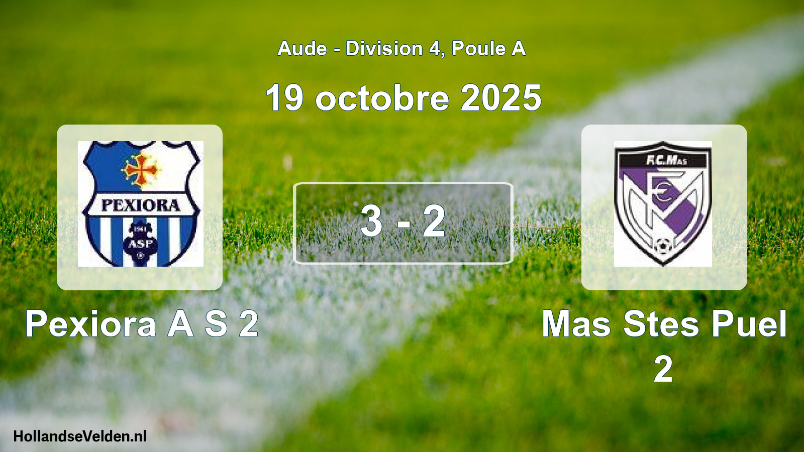 Match joué: Pexiora A S 2 - Mas Stes Puel 2 3 - 2 (19 octobre 2025)