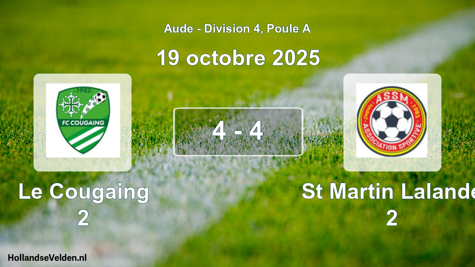 Match joué: Le Cougaing 2 - St Martin Lalande 2 4 - 4 (19 octobre 2025)