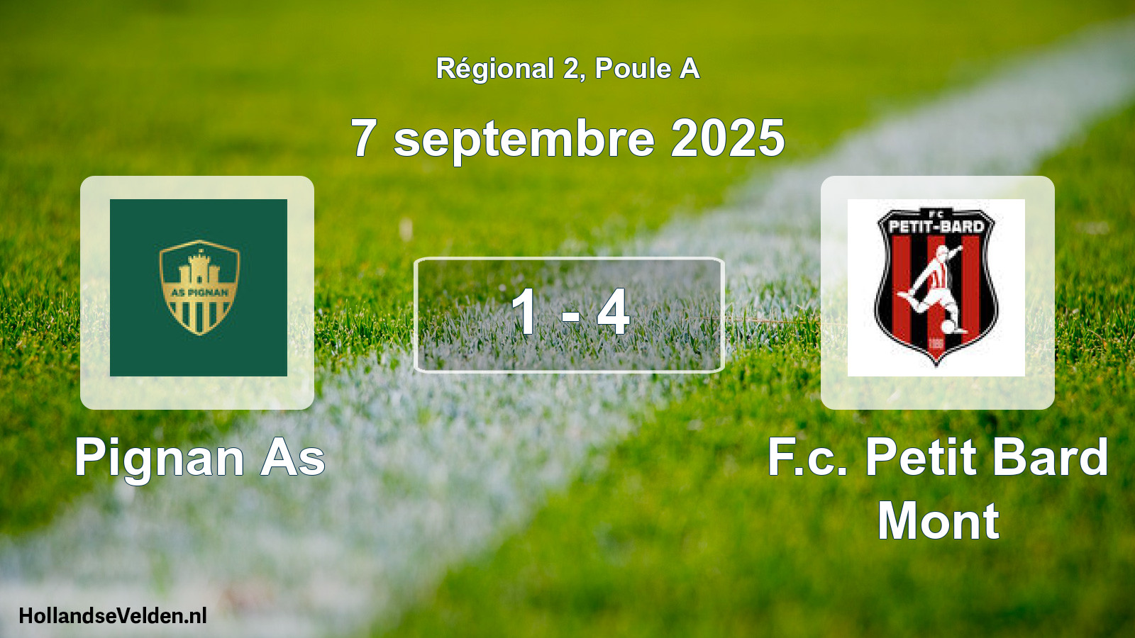 Gespeelde wedstrijd: Pignan As - F.c. Petit Bard Mont 1 - 4 (7 september 2025)