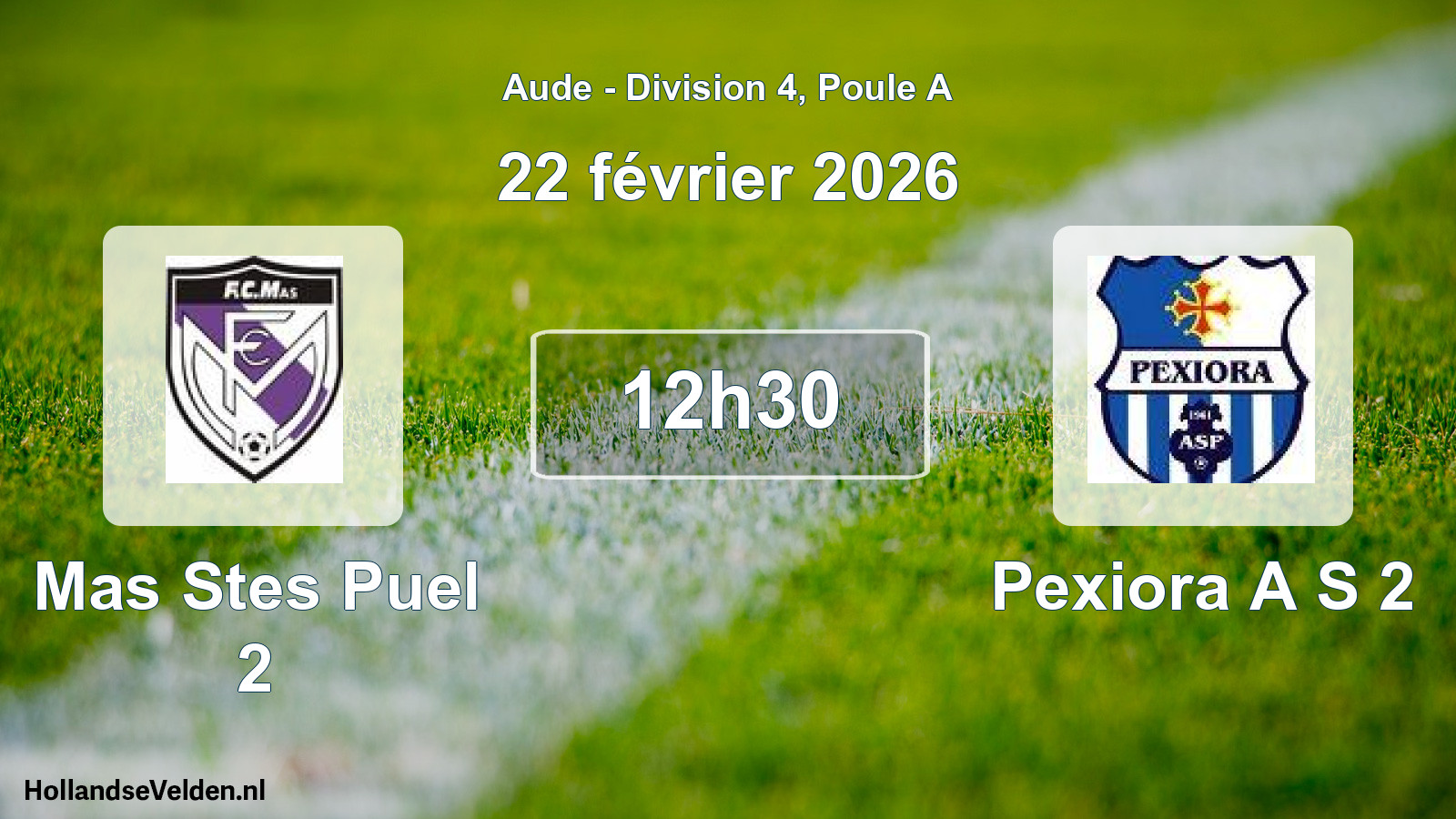 Match programmé: Mas Stes Puel 2 - Pexiora A S 2 (22 février 2026)